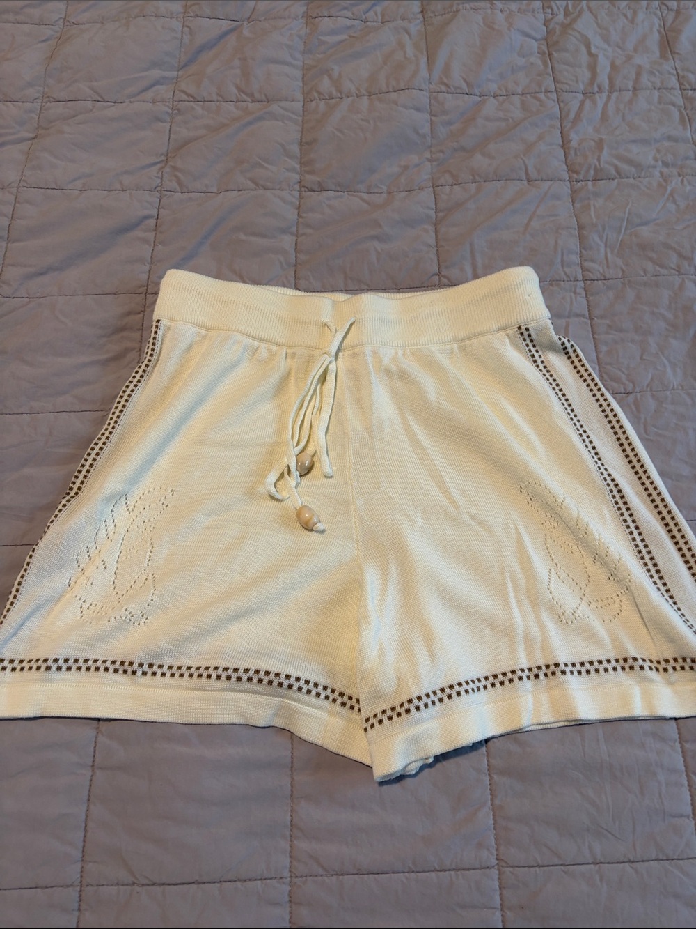 Sancia Women's Cream Knit Drawstring Shorts